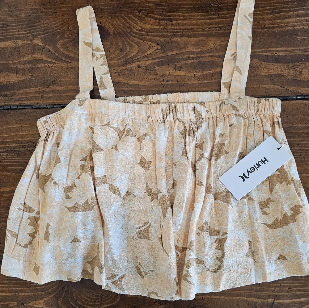 NWT Hurley Peach Floral Crop Top - Great For Vaca Or The Beach! CUTE Size Medium